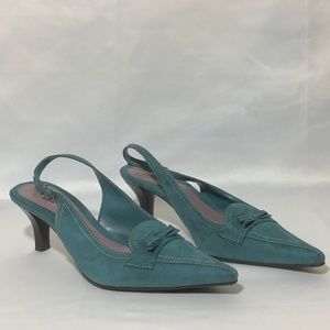 Highlights Teal Suede Shoes Size 7